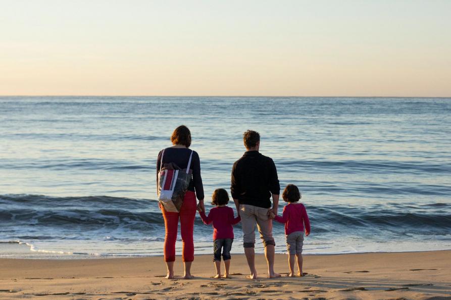 Familie strandfoto